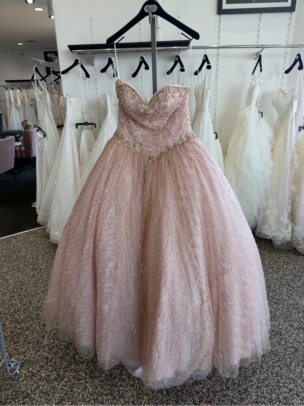 Mori Lee Blush Pink Sparkle Ball Gown